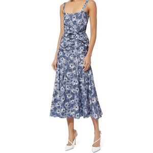 Veronica Beard Marena Ruched Floral Midi
Dress Blue/White Size 6